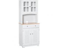 HOMCOM Credenza Alta per Cucina Mobile Buffet in Legno Bianco