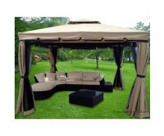 Sogari - Gazebo 3x4 Giardino In Alluminio Copertura 250 Gr. Antipioggia Zanzariere E Teli Laterali