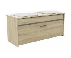 MAIA - Panca scarpiera con cuscino - 100x46x38cm - 2 nicchie - Mobili ingresso - Aspetto legno
