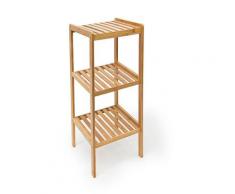 Scaffale da Bagno in Bambù, HLP: 79 x 33 x 33 cm, 3 Ripiani, Mobiletto Salvaspazio Cucina o