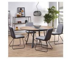 Tavolo allungabile tondo ORTENSIA Gihome ® rovere metallo sala pranzo moderno