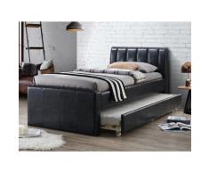 Letto singolo con letto estraibile 2 x 90 x 190 cm in Similpelle nero - ANDREA - Nero