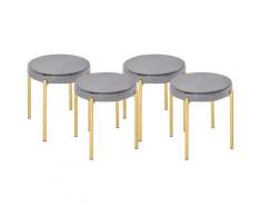 Set 4 Sgabelli Rotondi Imbottiti per Cucina, Salotto o Sala da Pranzo, Oro e Grigio - Homcom