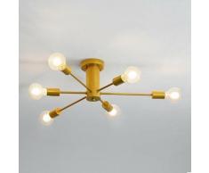 Lampade da Soffitto Industriali 6 Luci E27 Plafoniera Soffitto Vintage Oro Sputnik Lampadario a