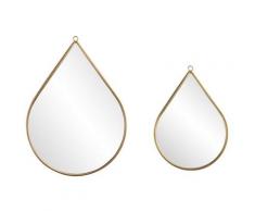 Lifa Living - Set di 2 Specchi a goccia da parete, Specchio decorativo con cornice dorata, Design