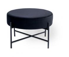 Pouf rotondo nero, Puf basso per camera da letto, Puff Poggiapiedi divano, Pouf piatto imbottito