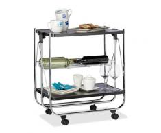 Carrello da Cucina Portavivande con Cestello, Pieghevole, 4 Ruote, Nero, HxLxP 68,5 x 68 x 40,5 cm