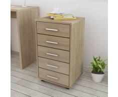Cassettiera da Ufficio in Legno con Ruote e Cassetti vari colori colore : Rovere