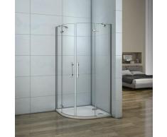 195 cm Box Doccia Semicircolare Doppia Porta Battente Saloon Cristallo 6 mm Temperato Anticalcare