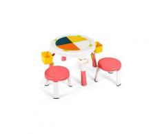 Goplus - Set Tavolo e 2 Sedie da Gioco per Bambini, con Altezza Regolabile, Mobili per Bambini