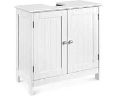 Mobile da bagno con 2 ripiani, bianco, compensato, 60 x 60 x 30 cm x - Homfa