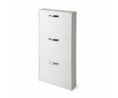 Argonautaitalia - Scarpiera Slim Bianco Frassinato in legno nobilitato 3 ribalte cm 108x65x15