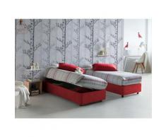 Letto contenitore Singolo Silvia Sommier, Made in Italy, Letto con rivestimento in tessuto,