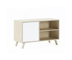 Mobile TV 100 con porta sinistra, soggiorno, modello WIND, struttura colore Puccini, porta Bianca,