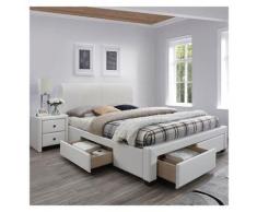 Garnero Arredamenti - Letto matrimoniale 160 MESTRE Gihome ® testata ecopelle bianco cassetti
