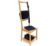 Sedia Portasciugamani in Bambù, hlp 133 x 40 x 42 cm, per Bagno e Camera da Letto, Omino Servomuto,