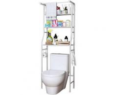 Scaffale sopra WC water da bagno salvaspazio 3 mensole ripiani asta asciugamani in metallo