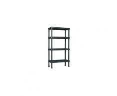 Scaffale in resina con 4 ripiani colore nero portata 100 kg misure 60X30X143Hcm