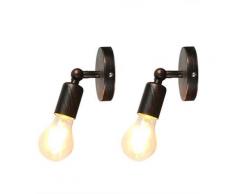 Wottes - 2 pcs Vintage Industriale Lampada Parete Camera da Letto Soggiorno Cucina E27 Ferro