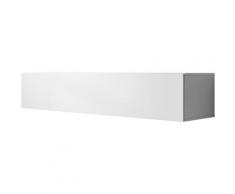 Letti E Mobili - Mobile tv sospeso 1 anta 3 scomparti – Bianco Finitura Lucida – 160 x 30 x 40cm –