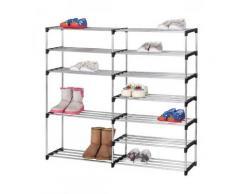 Scarpiera impilabile portascarpe doppio scaffale a 7 ripiani Organizer Scarpe stivali salvaspazio