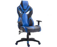 Sedia da ufficio racing Fangio, in similpelle Nero/blu