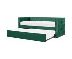 Letto estraibile in velluto verde 90 x 200 cm gassin - Verde