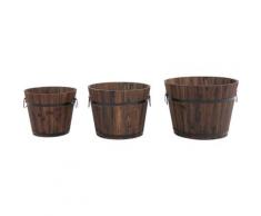 Outsunny Set 3 Vasi per Piante in Legno Dimensioni Varie, per Giardino e Interni