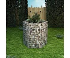 Gabbione Letto Rialzato da Giardino Esagonale 100x90x100 cm Argento - Vidaxl