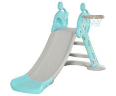 Scivolo per Bambini con Canestro Basket per Interno ed Esterno in PP e HDPE, Età 2-4 Anni, Grigio e