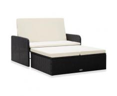 Nova - Set Divani da Giardino 2 pz con Cuscini in Polyrattan vari colori colore : nero
