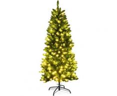 Goplus - Albero di Natale con Luci, Albero Realistico per Interno ed Esterno, Albero Artificiale