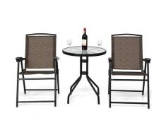 Set da Giardino con 3 Mobili, Set 3 Pezzi Tavolino e Sedie per Balcone Giardino, Set Mobili Sedie