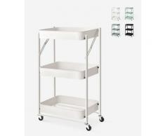 Ahd Amazing Home Design - Carrello da cucina pieghevole portavivande 3 ripiani con ruote Pikas