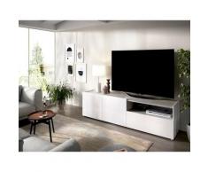 Caesaroo - Mobile porta Tv 200 cm Britney Bianco opaco e Cemento con una ribalta e due ante |