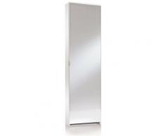 Scarpiera 180 cm Bianco frassinato con anta a specchio Bianco