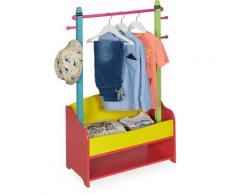 Stand Appendiabiti per Bambini, con Scomparto Doppio, Guardaroba a Giorno, HxLxP: 100,5x71x30 cm,
