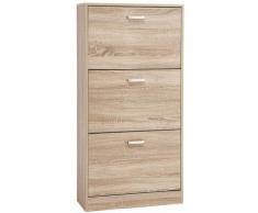 Scarpiera a 3 Piani Scaffale Portascarpe Cassettiera con 3 Scomparti Profondi colore : rovere