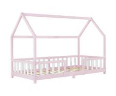 Nova - Letto per bambini a forma di casetta 200x90 cm in legno con sponde vari colori colore : ROSA