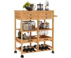 Carrello da Cucina in bambù Carrello da Portata con 4 cassetti Carrellino Salvaspazio Carrello