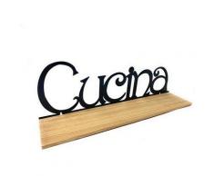 Mensola da Parete in Legno MDF con Scritta Cucina in Metallo Decorazione murale arredo casa
