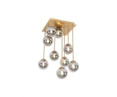 Qazqa - Lampada da soffitto athens - rustico - Vetro,Acciaio - Oro/Ottone - Tondo Max. 9 x Watt