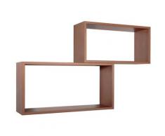 Set 2 mensole cubo rettangolare da parete scaffale moderno Bislungo | Marrone