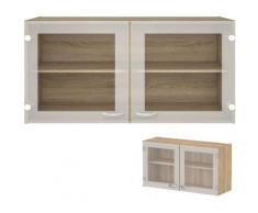 ZIK - Vetrinetta Sospesa da Cucina Vetrina Pensile da Soggiorno 2 Ripiani Design Moderno - 98x34x54