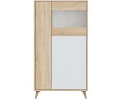 Vetrina soggiorno 142 cm Alabama Bianco opaco e Rovere con tre ante | Rovere e Bianco