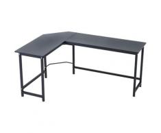 Scrivania da Ufficio ad Angolo 168x120x75 cm in Legno e Metallo Nero