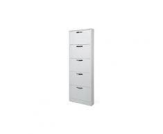 Armadio scarpiera slim con 5 ante a ribalta, alta 180 cm. Scarpiere salvaspazio in legno cinque