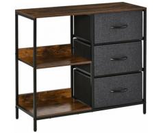 HOMCOM Mobile Cassettiera Multiuso con Cassetti in Tessuto, 80x29x71cm, Marrone