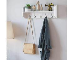 Homfa - Appendiabiti da parete Portachiavi autoadesivo 63cm con mensola appendiabiti bianco