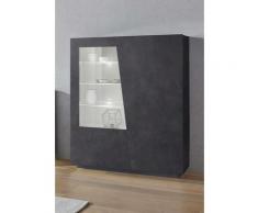 Dmora - Vetrina moderna con anta a vetro, Made in Italy, con luce LED bianca, Credenza con ripiani,